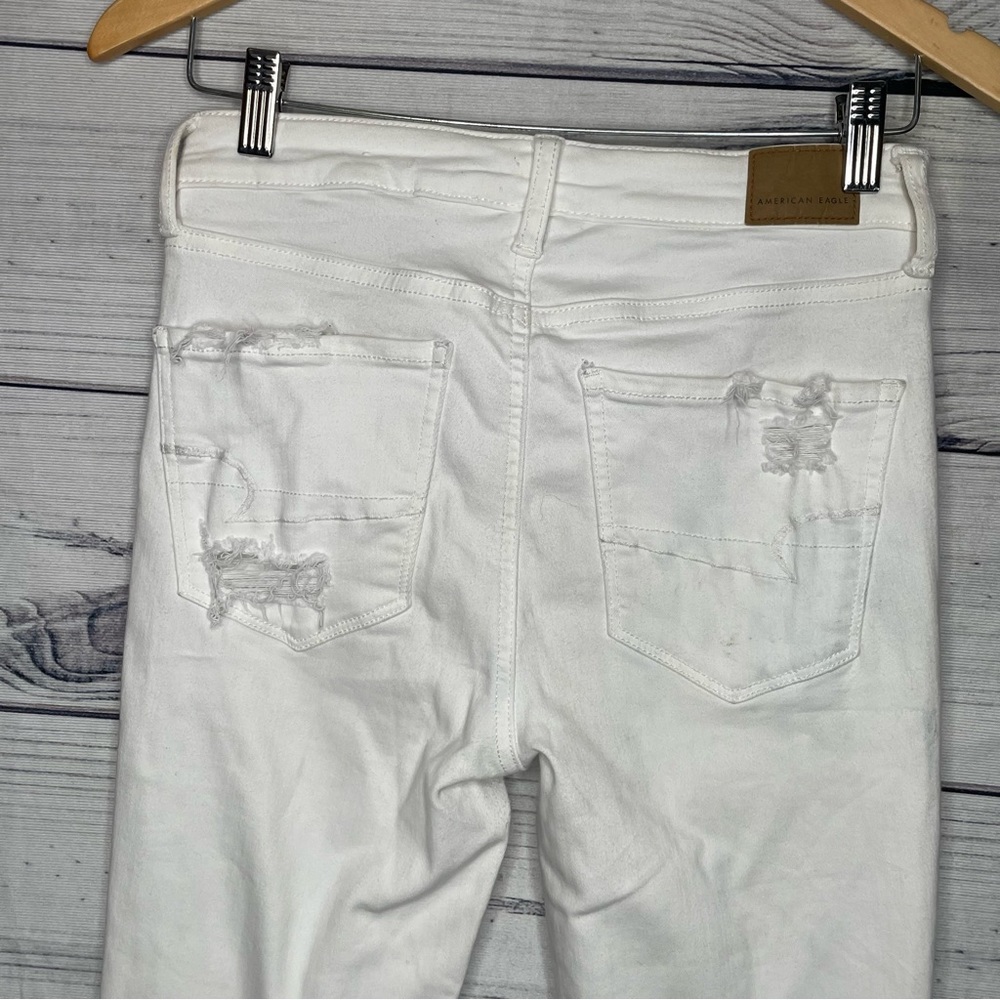 American Eagle outfitters white ripped super high-rise jagging size 4 - Picture 7 of 16